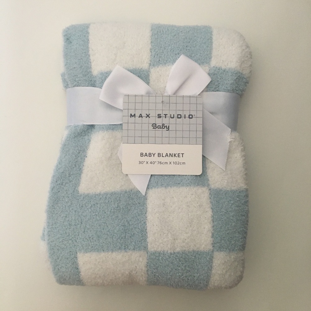 Baby Blanket Cozy Plush Reversible Checker Theme Baby Gift NEW | Max Studio